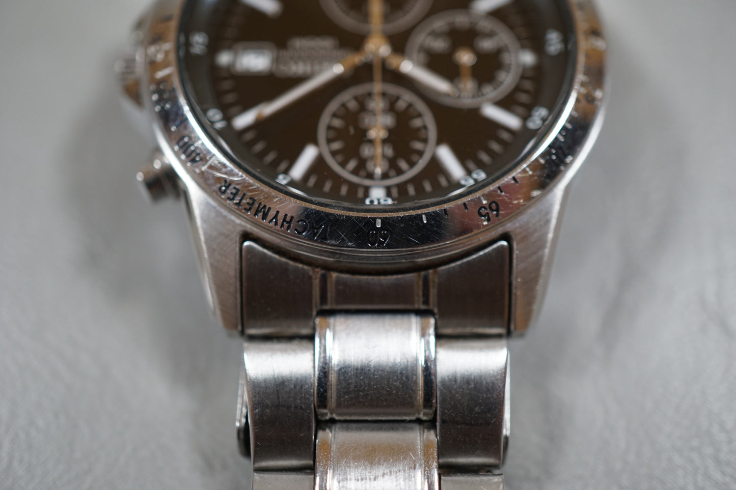 Seiko SND367 7T92 Black Dial Chronograph Tachymeter Quartz Watch