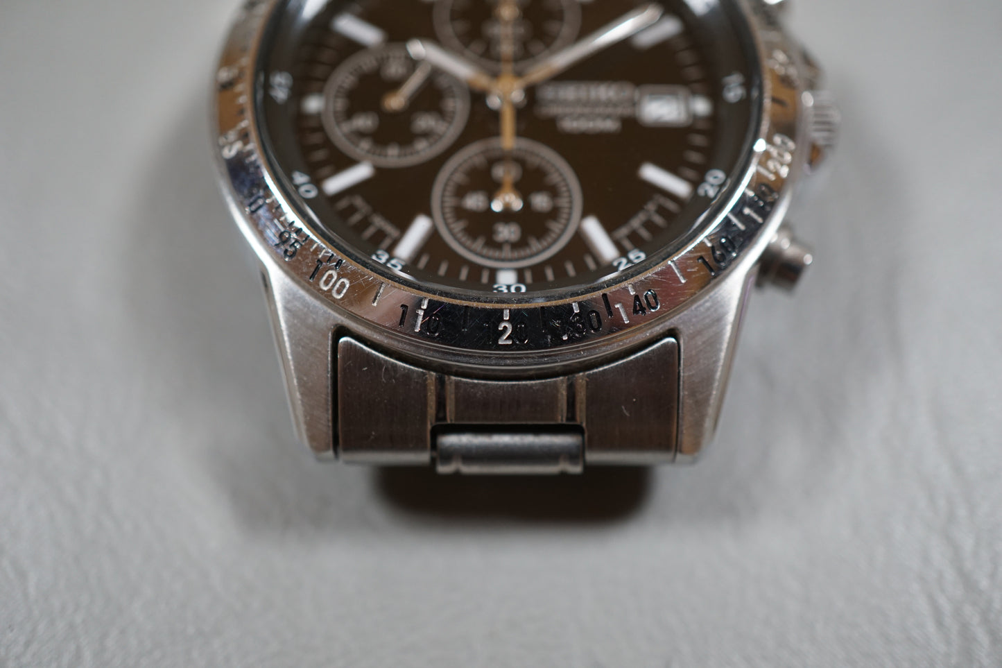 Seiko SND367 7T92 Black Dial Chronograph Tachymeter Quartz Watch