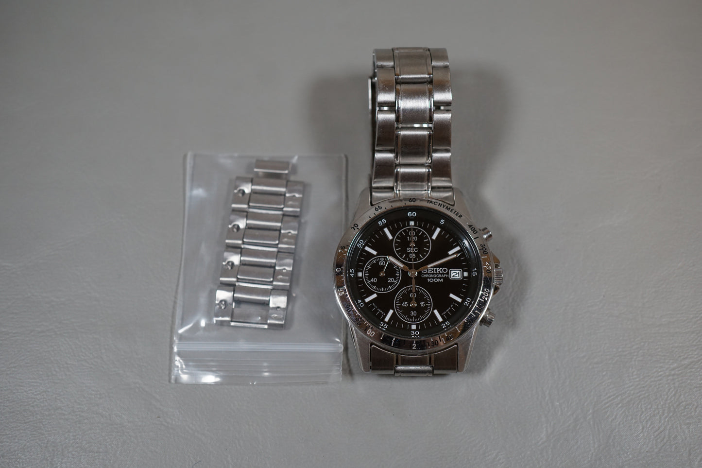 Seiko SND367 7T92 Black Dial Chronograph Tachymeter Quartz Watch