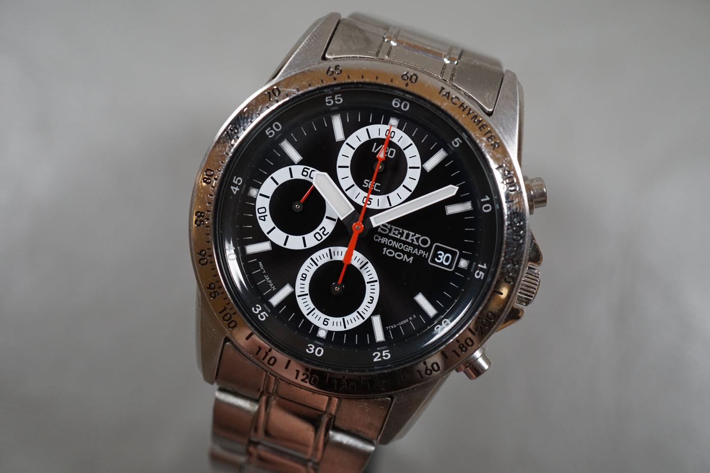 Seiko SND371 7T92 1/20 Panda Dial Chronograph Quartz Watch