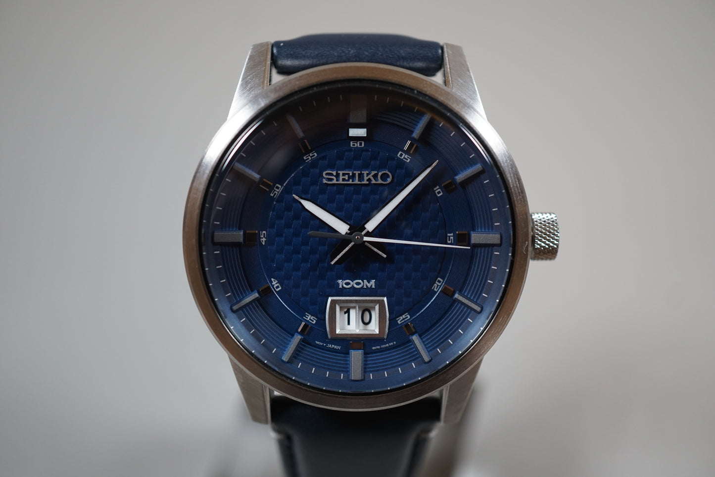 Seiko SUR287 6N76 Blue Textured Dial Big Date Quartz Watch