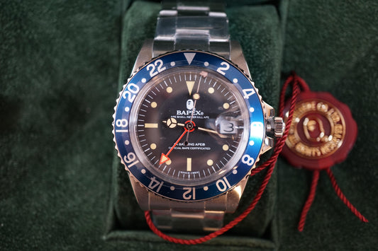 New Bape Classic Type 2 Bapex GMT Vintage Style Quartz Blue