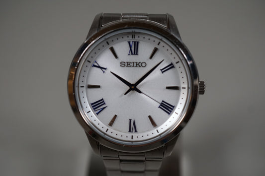 Seiko Selection SBPL007 V131 White Dial Roman Numeral Solar Quartz Watch