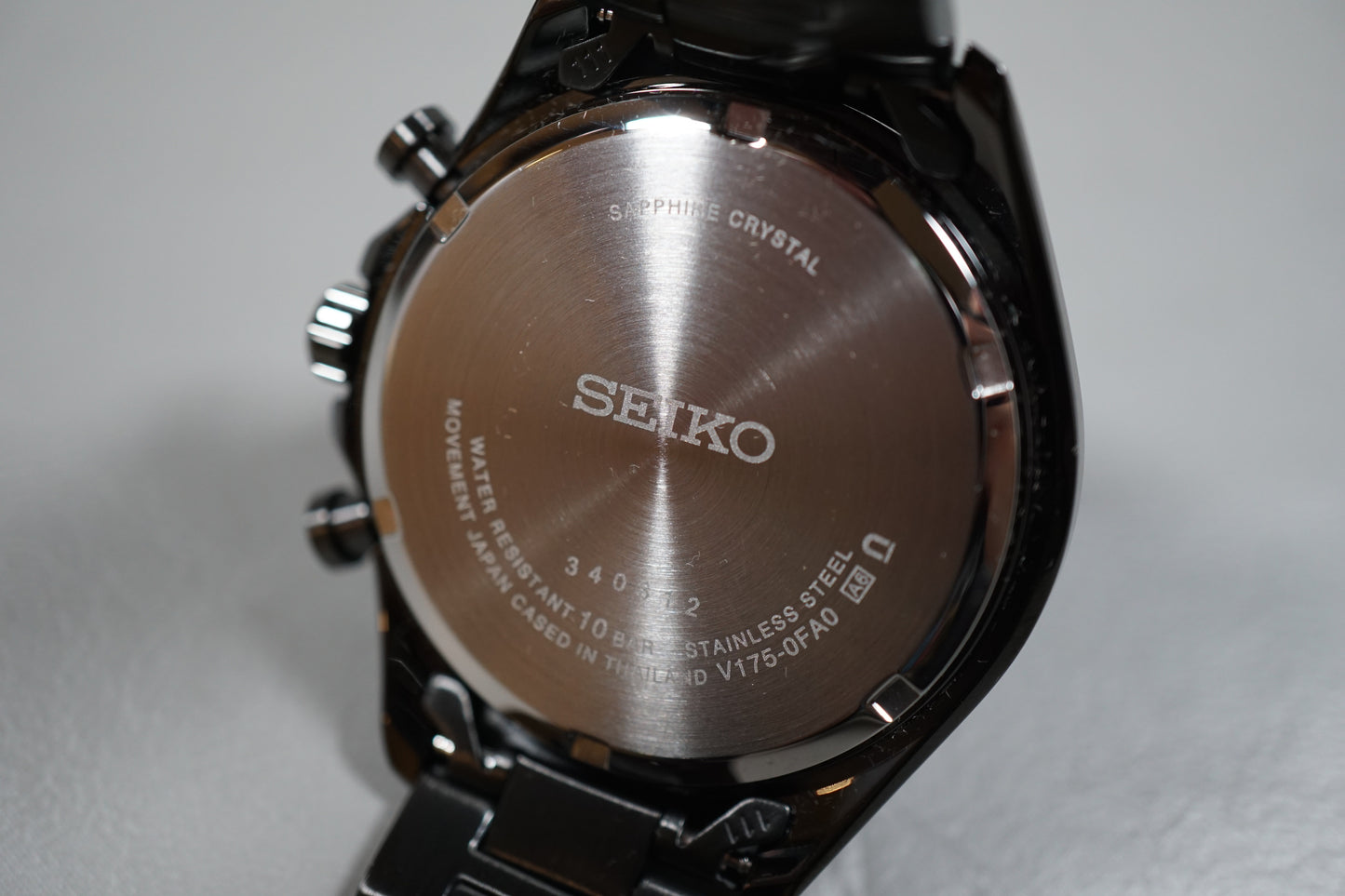 Seiko Selection SBPY169 V175 Solar Chronograph Blackout PVD Quartz Watch