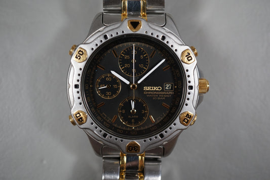 Seiko 7T32-6E40 Black Gold Chronograph Quartz