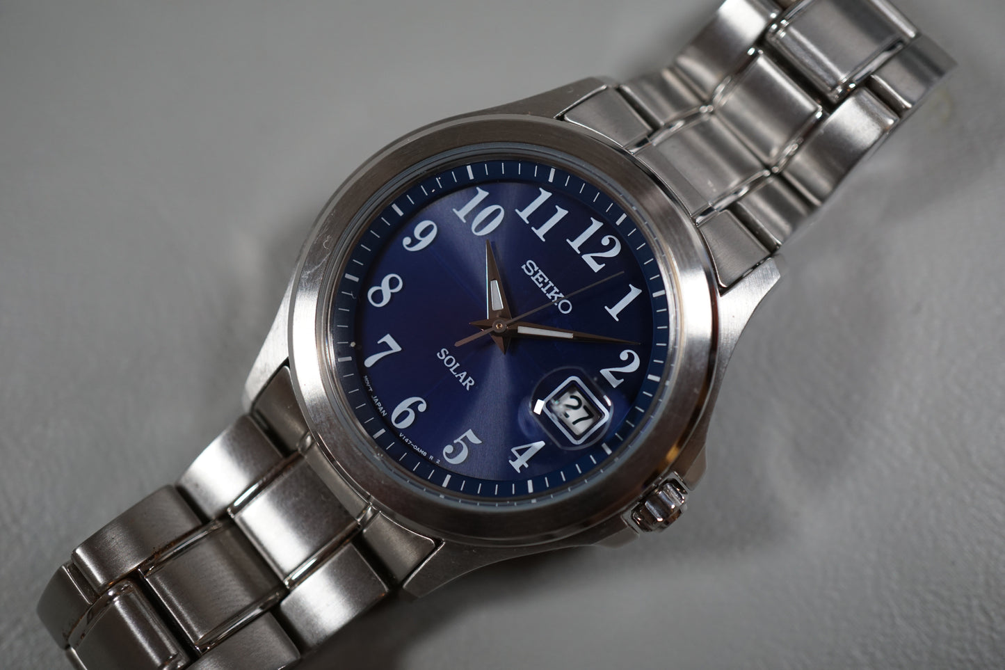 Seiko V147-0AH0 Blue Dial Solar 37mm Quartz