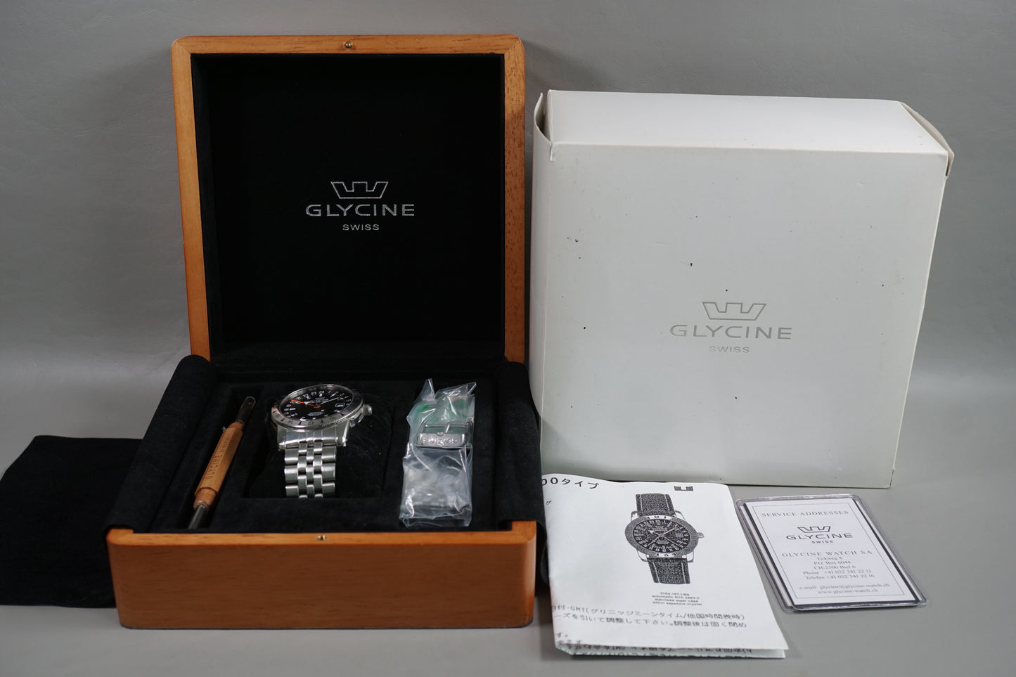 Glycine 3764 Airman 2000 Worldtimer GMT Black Dial Automatic Watch