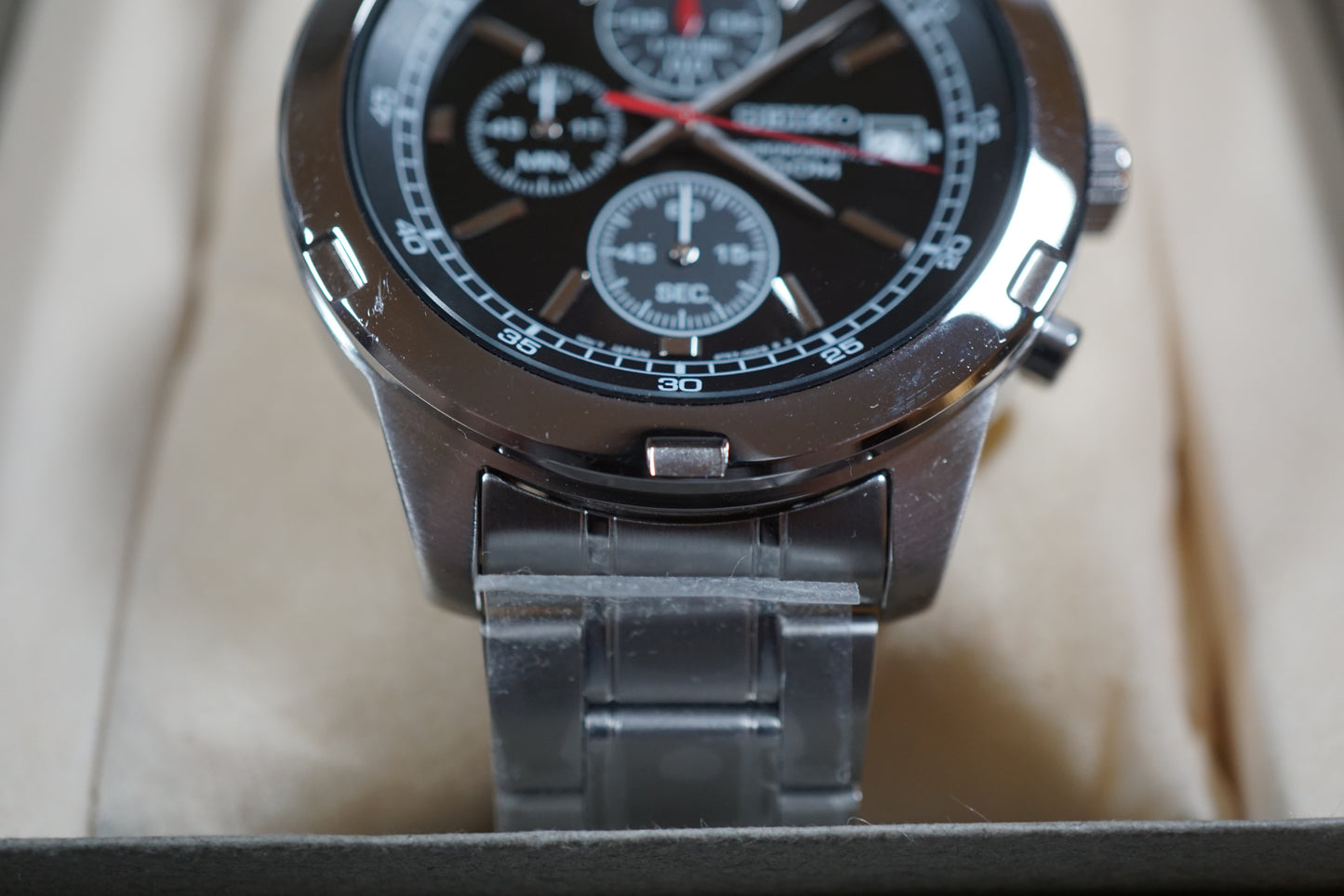 Unworn Seiko SKS421P1 4T57 Black Dial 100M Quartz Chronograph