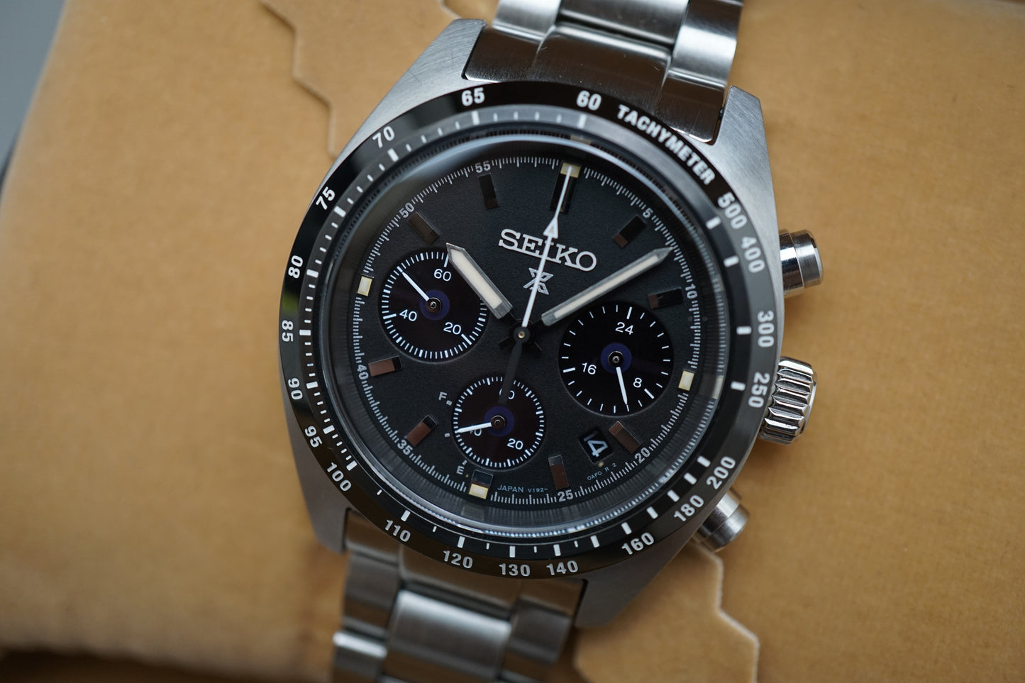 Seiko Prospex SBDL091 V192 Speedtimer Chronograph Black Dial Solar Quartz Watch