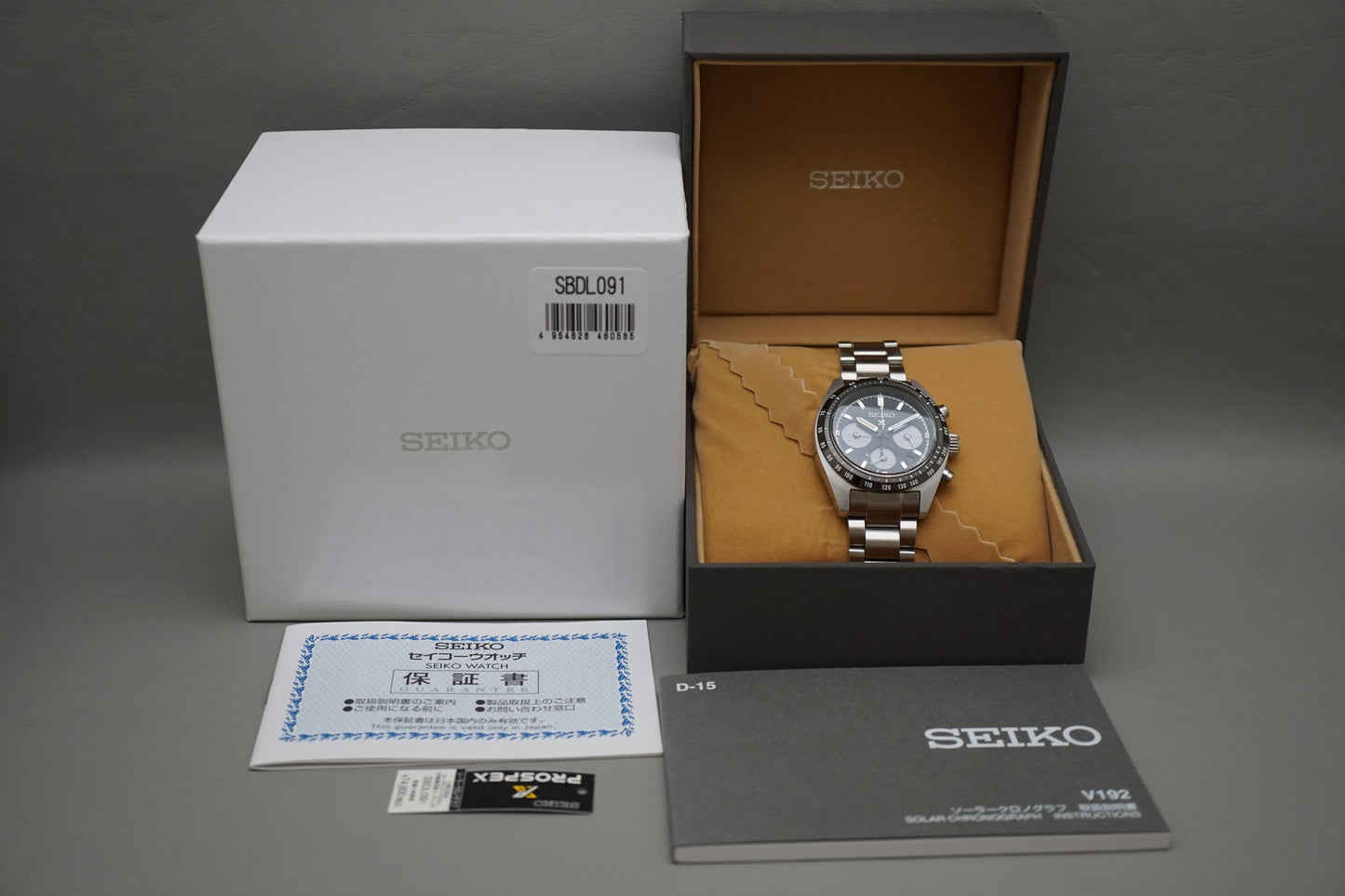 Seiko Prospex SBDL091 V192 Speedtimer Chronograph Black Dial Solar Quartz Watch