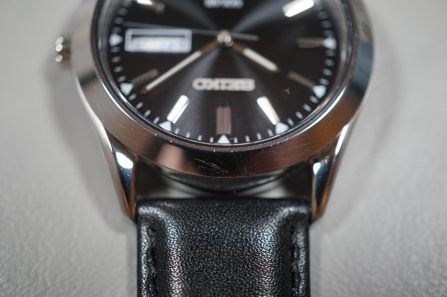 Seiko V158-0AB0 Black Dial Stainless Solar Quartz