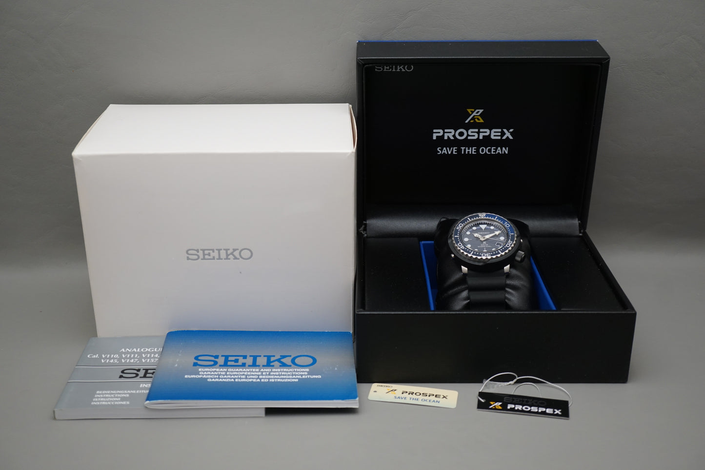 Seiko Prospex SNE518P1 V157 Save The Ocean Blue Tuna Solar Quartz Watch