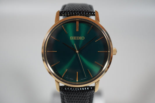 Seiko Selection SCXP074 7N01 Gold Feather Reissue Green Quartz