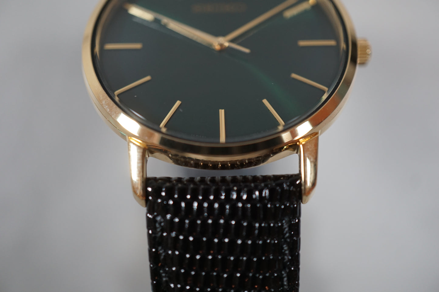Seiko Selection SCXP074 7N01 Gold Feather Reissue Green Quartz