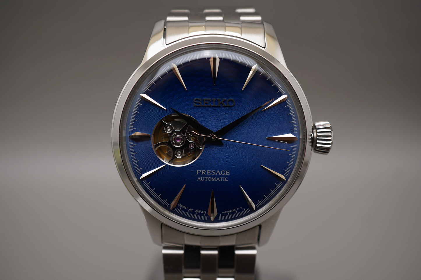 Seiko Presage SARY199 4R38 Cocktail Time Blue Dial Open Heart Automatic Watch