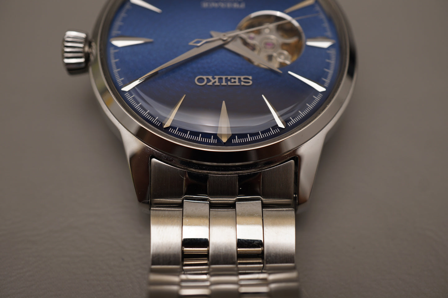 Seiko Presage SARY199 4R38 Cocktail Time Blue Dial Open Heart Automatic Watch