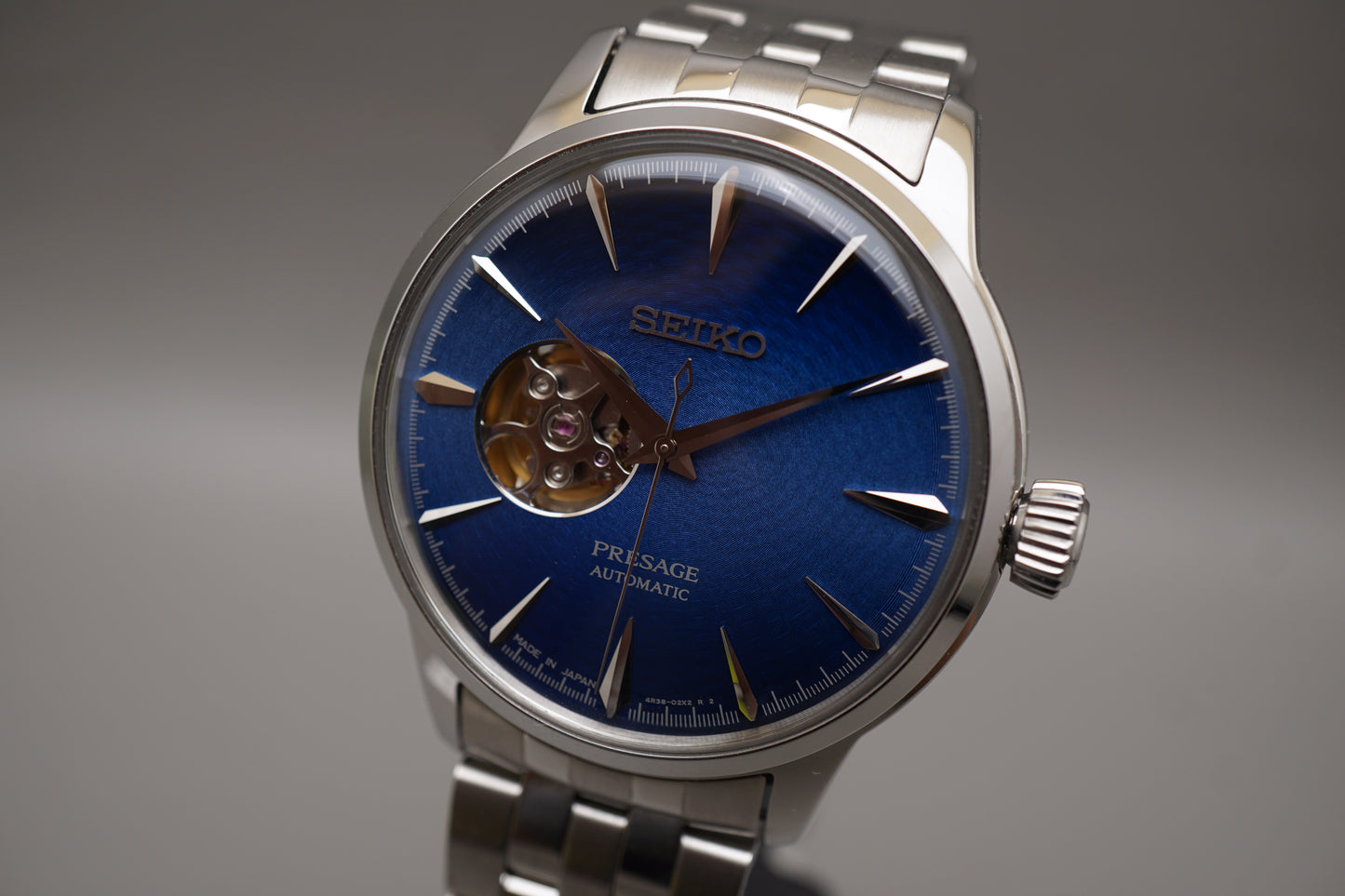 Seiko Presage SARY199 4R38 Cocktail Time Blue Dial Open Heart Automatic Watch