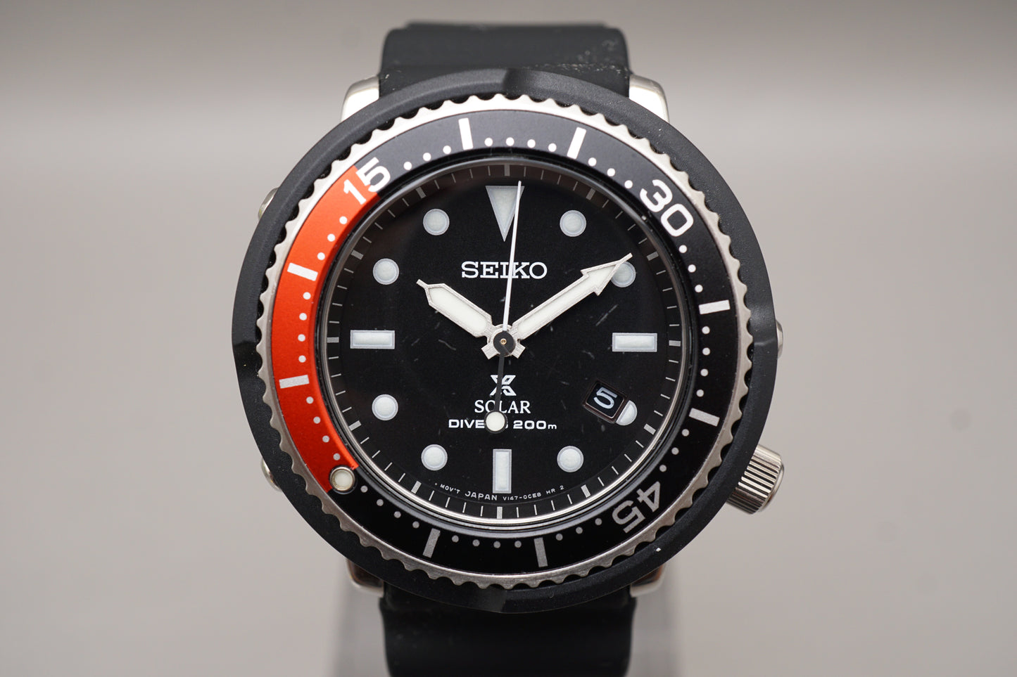 Seiko Prospex STBR009 V147 Lowercase Black Red Divers Tuna Solar Quartz Watch