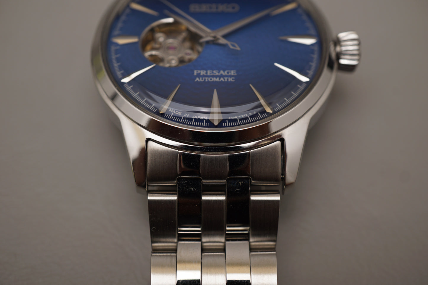 Seiko Presage SARY199 4R38 Cocktail Time Blue Dial Open Heart Automatic Watch