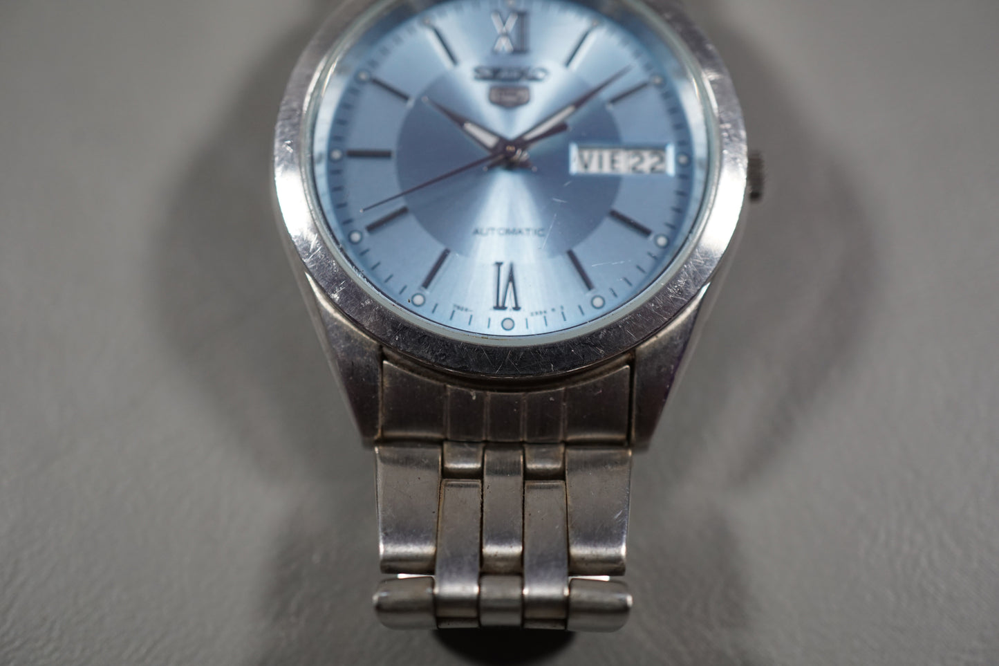 Seiko 5 SNXA05 7S26 Ice Blue Roman Numeral Dial Automatic