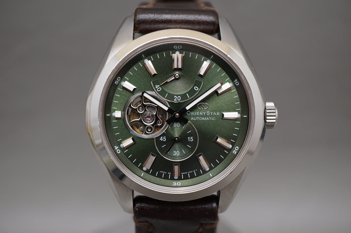 Orient Star WZ0121DK Somes Green Dial Open Heart Power Reserve Automatic Watch