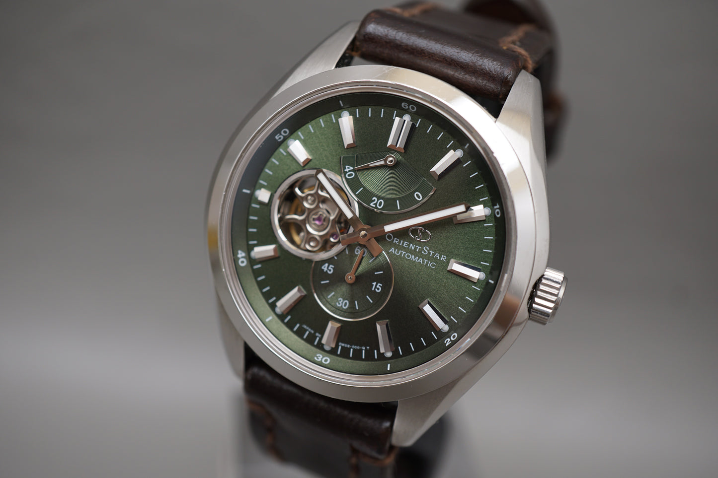 Orient Star WZ0121DK Somes Green Dial Open Heart Power Reserve Automatic Watch