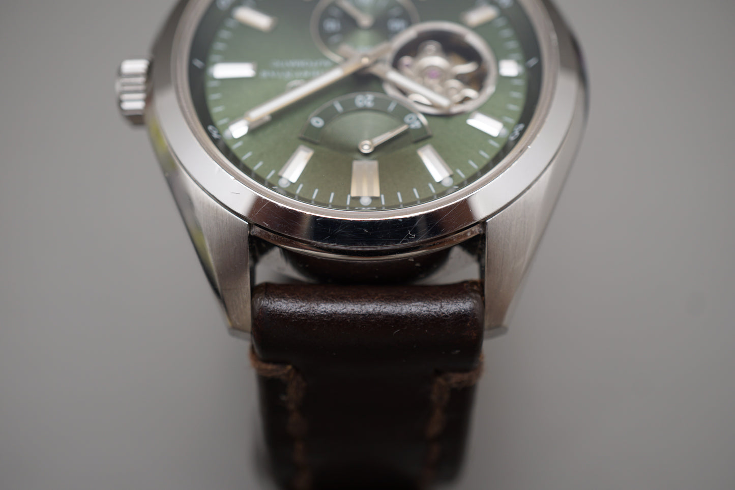 Orient Star WZ0121DK Somes Green Dial Open Heart Power Reserve Automatic Watch
