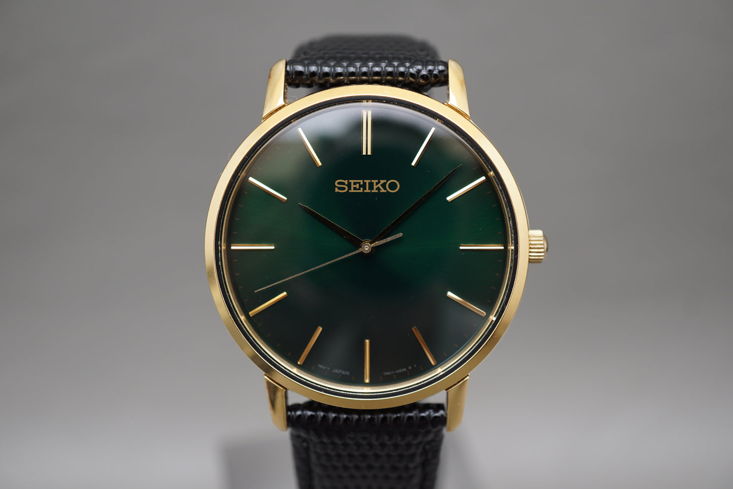 Seiko Selection SCXP074 7N01 Gold Feather Reissue Green Quartz Watch