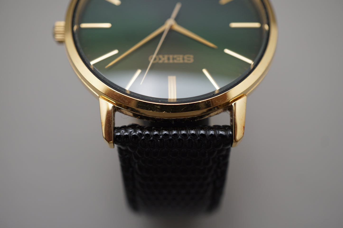 Seiko Selection SCXP074 7N01 Gold Feather Reissue Green Quartz Watch