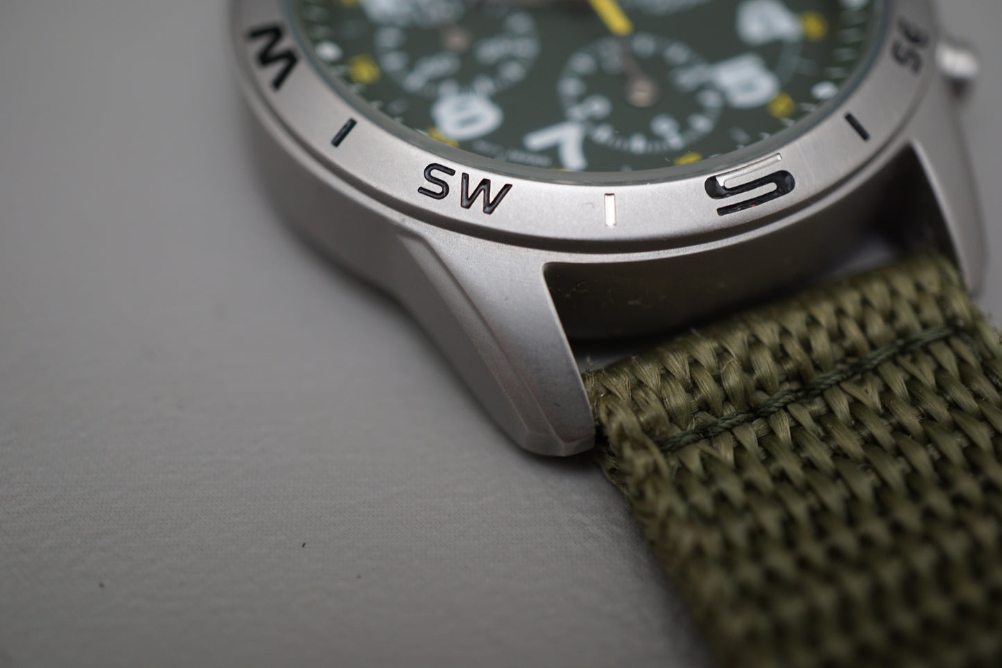 Seiko SND377R 7T92 Nylon Strap Green Dial Field Style Chronograph Quartz Watch