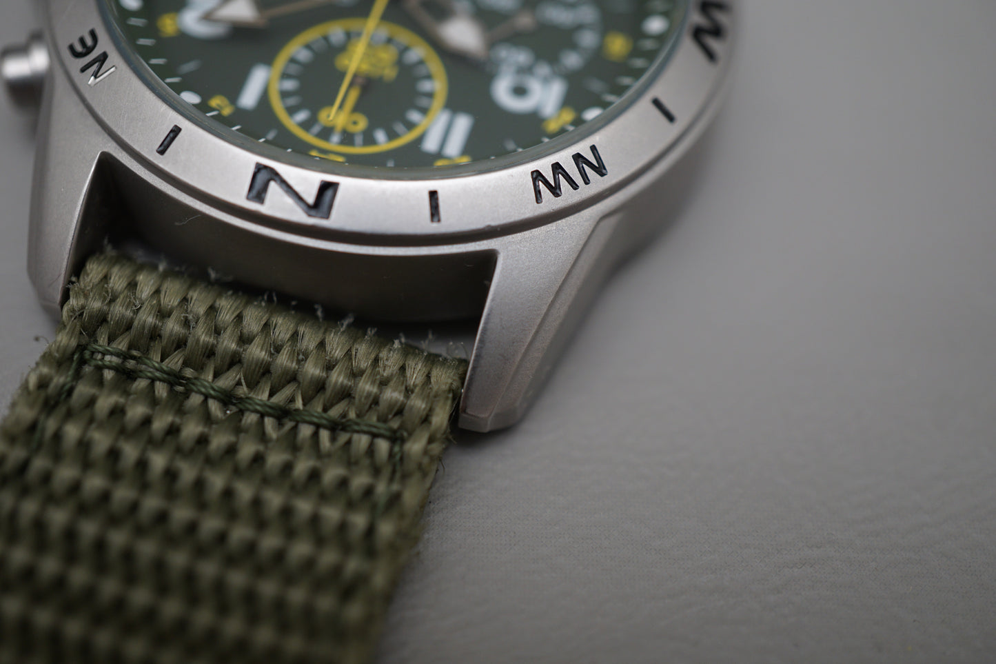 Seiko SND377R 7T92 Nylon Strap Green Dial Field Style Chronograph Quartz Watch