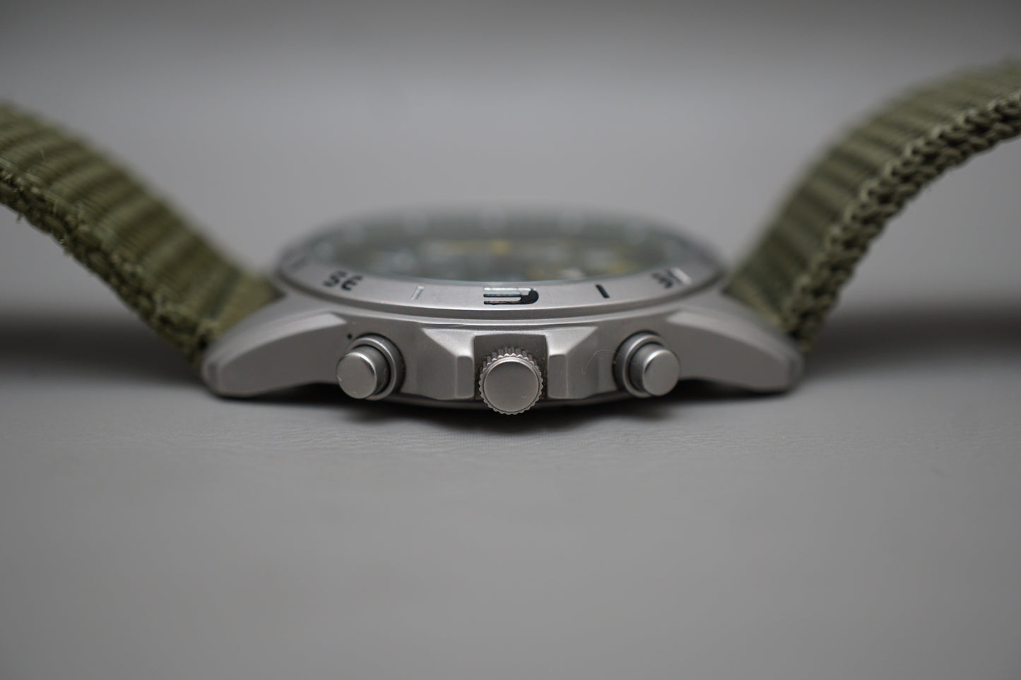 Seiko SND377R 7T92 Nylon Strap Green Dial Field Style Chronograph Quartz Watch