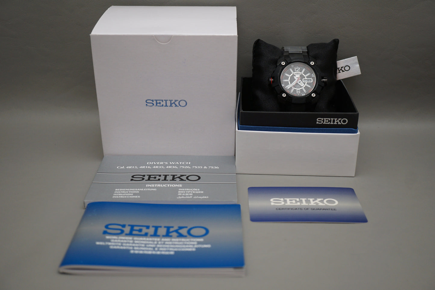 New Seiko 5 Sports SKZ261K1 7S36 Black Grey Automatic 200M Automatic Watch