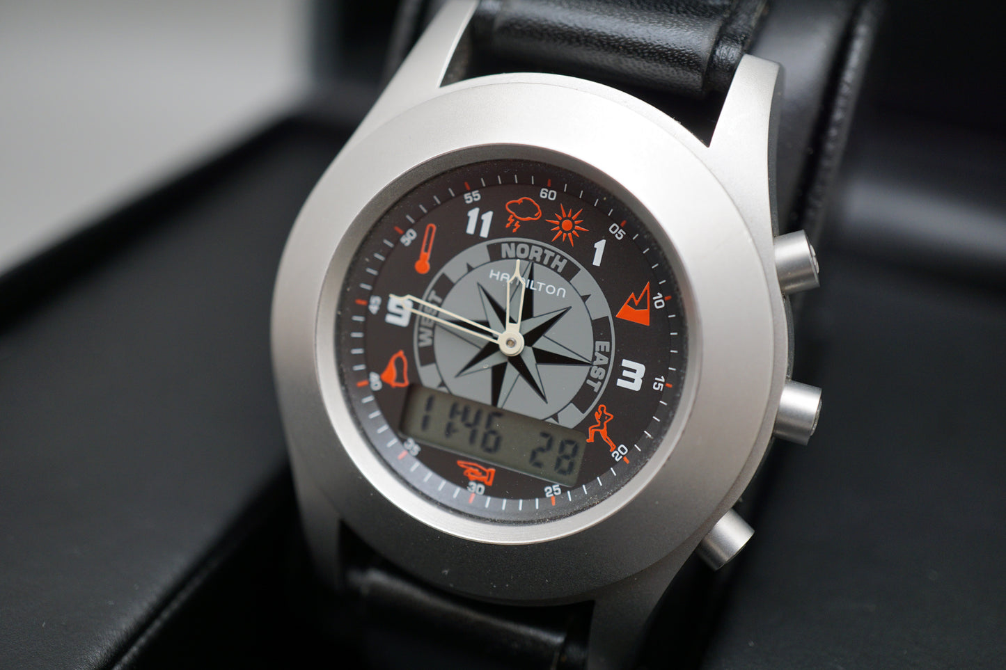 Hamilton Khaki 000091 Field Multi-Touch Compass Themometer Digital Quartz Watch