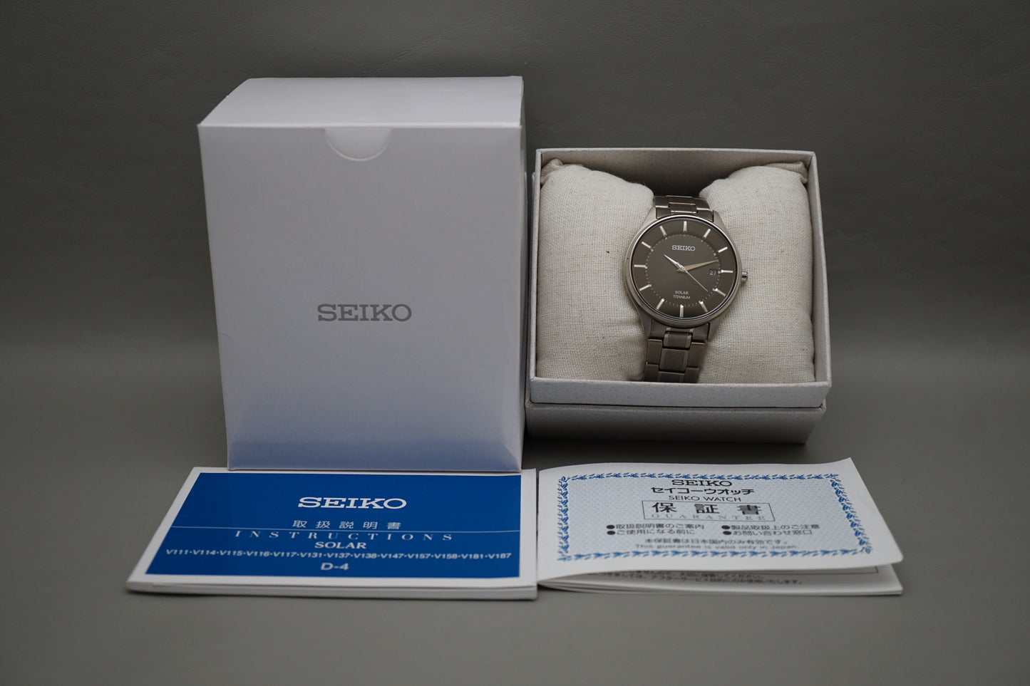 Seiko Selection SBPX103 V157 Black Dial Titanium Sapphire Solar Quartz Watch