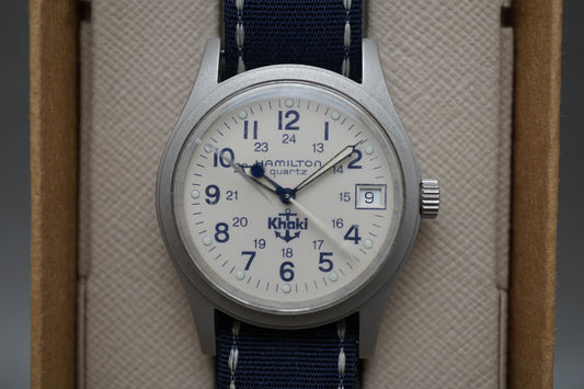 Hamilton Khaki 9797 White Dial Field 33mm Quartz Watch w/ Original Accessories