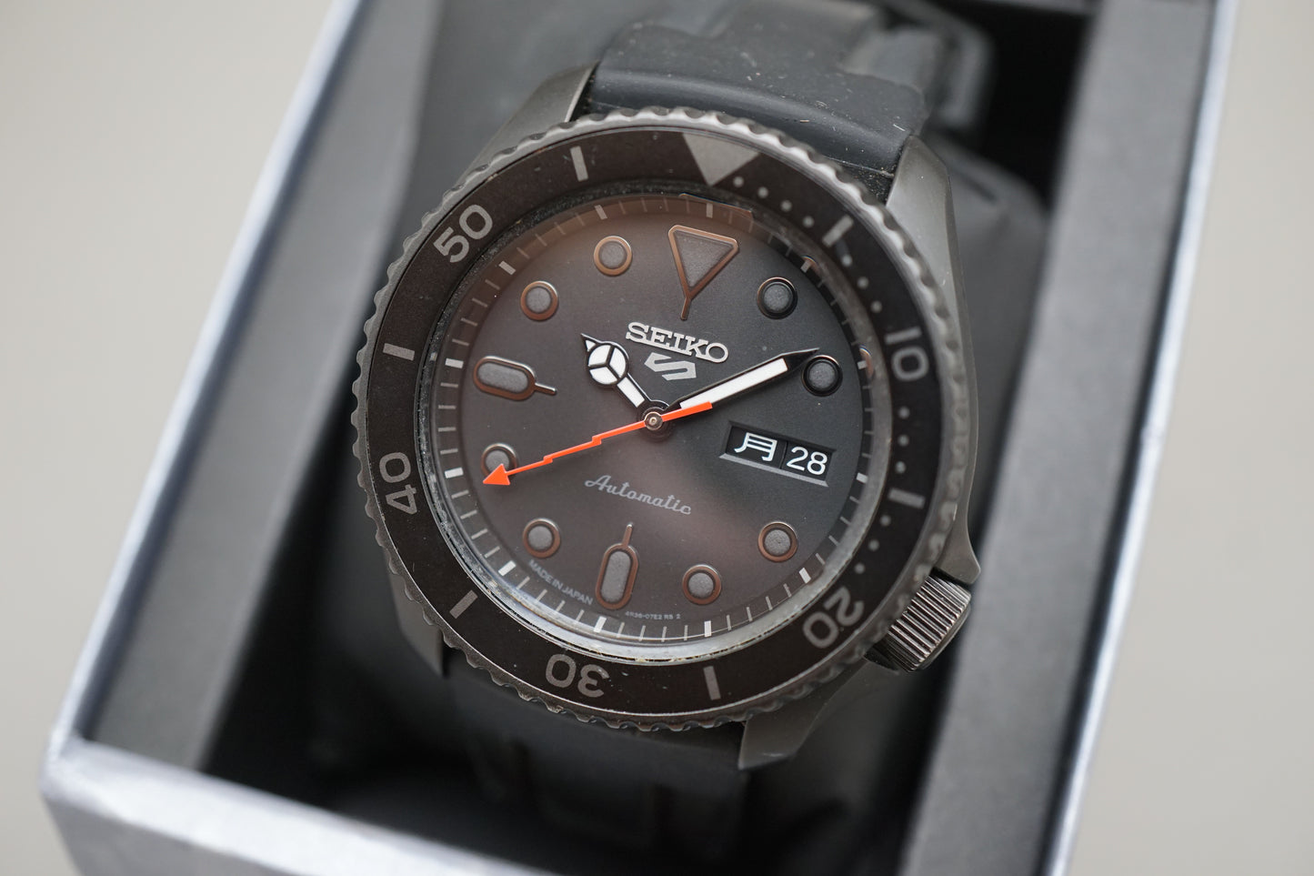 Seiko 5 Sports SBSA075 4R36 Street Style Blacked Out '5KX' Automatic Watch MOD