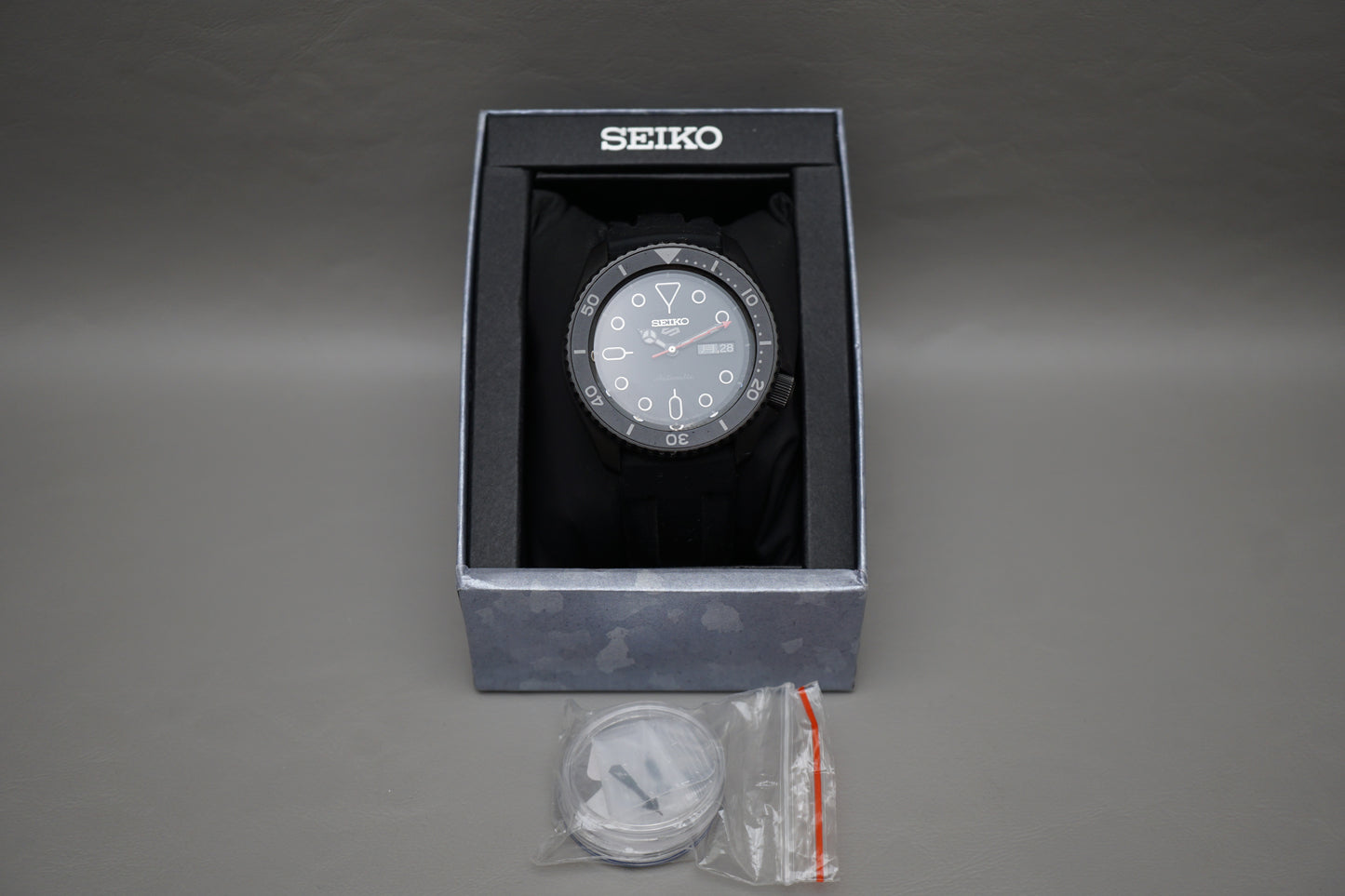 Seiko 5 Sports SBSA075 4R36 Street Style Blacked Out '5KX' Automatic Watch MOD