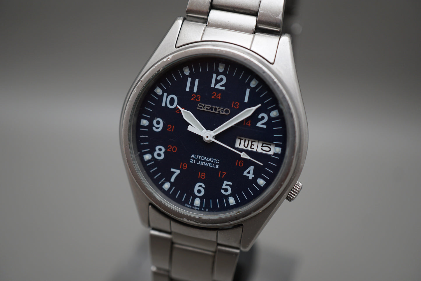Seiko 7S26-00D0 Black Dial Military Style Field Automatic Watch READ