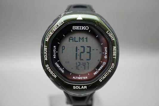 Seiko Prospex SBEB005 S822 Green Digital Alpinist Solar Climbers Watch