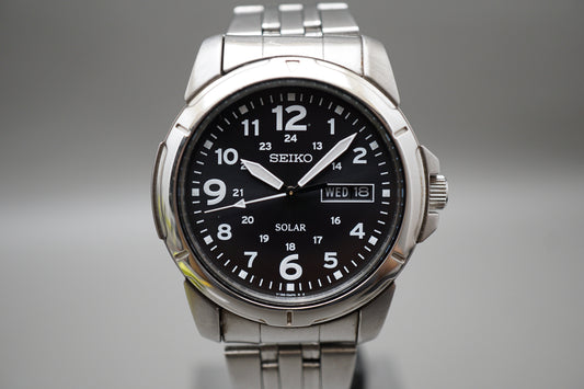 Seiko SNE095P2 V158 Field Style Numeral Dial Solar Quartz Watch