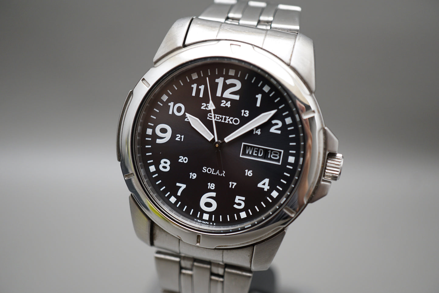 Seiko SNE095P2 V158 Field Style Numeral Dial Solar Quartz Watch