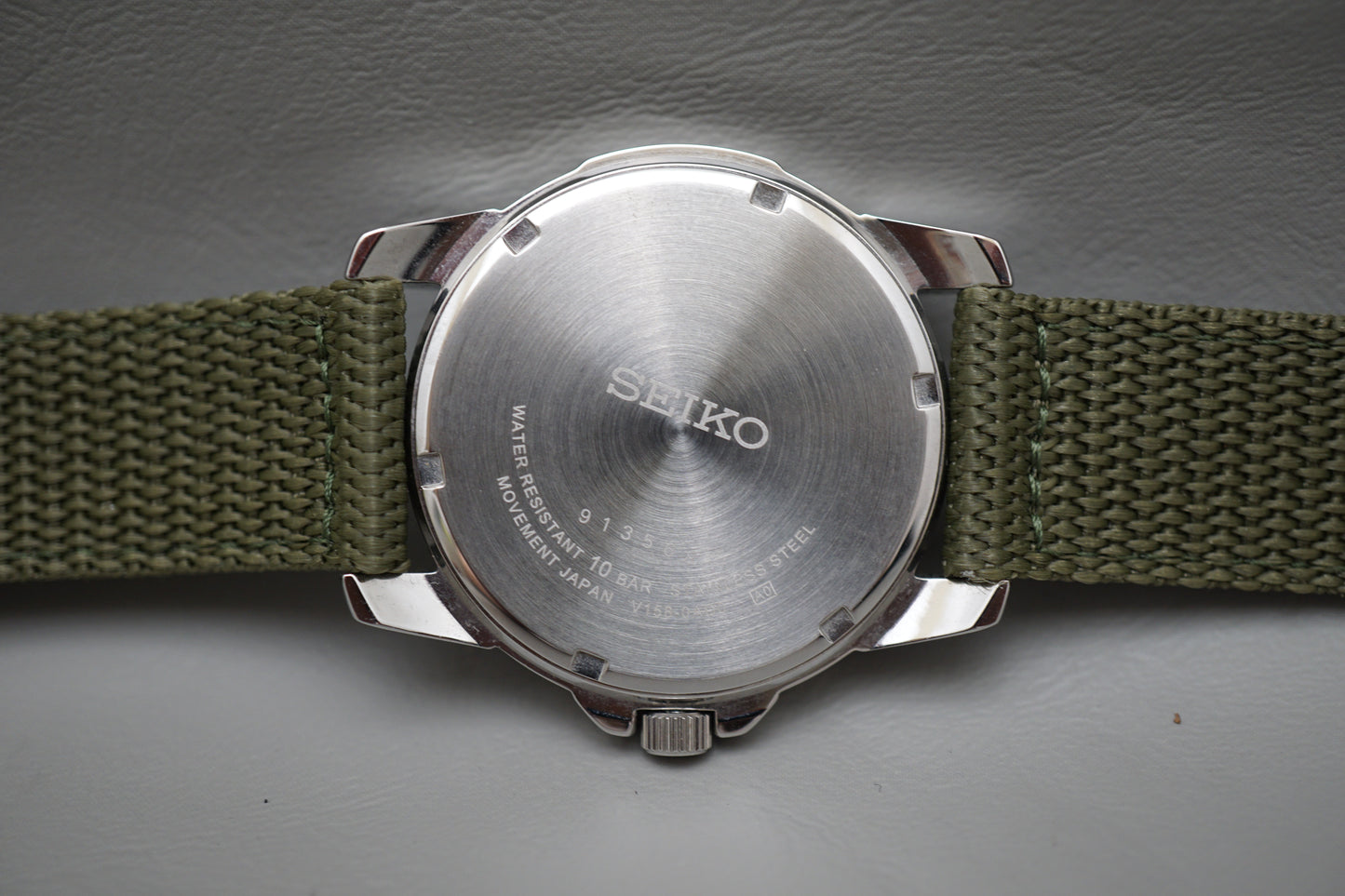 Seiko SNE095P2 V158 Field Style Numeral Dial Solar Quartz Watch Original Strap