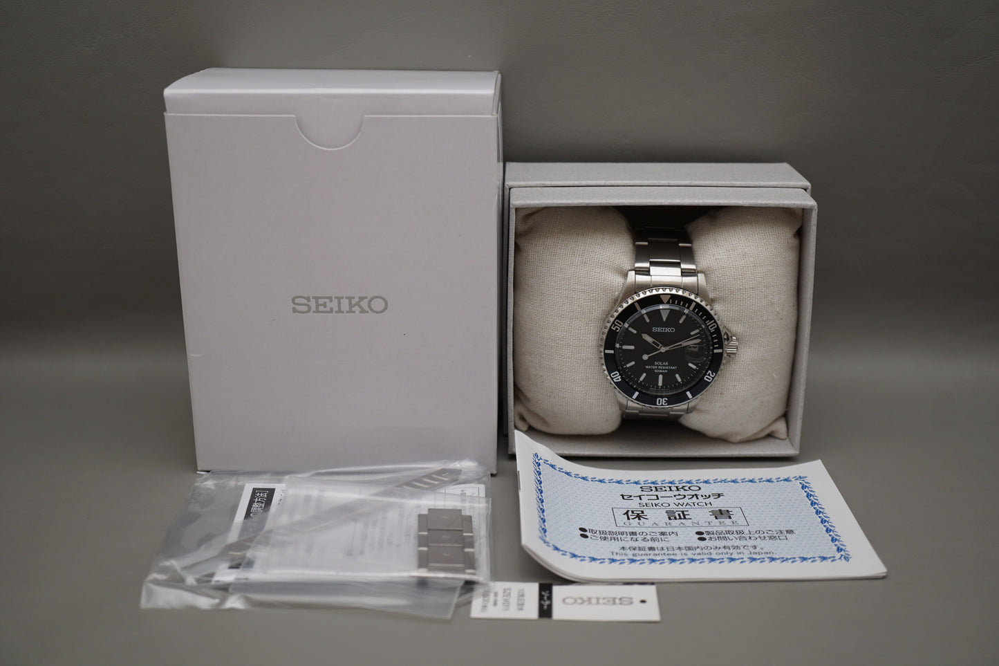 Seiko SZEV011 V157 Black Dial Submariner Style Limited Solar Quartz Watch