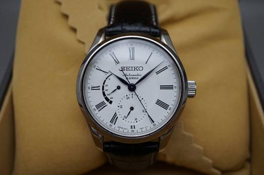 Seiko Presage SARW011 6R27 White Enamel Dial Power Reserve Automatic Watch