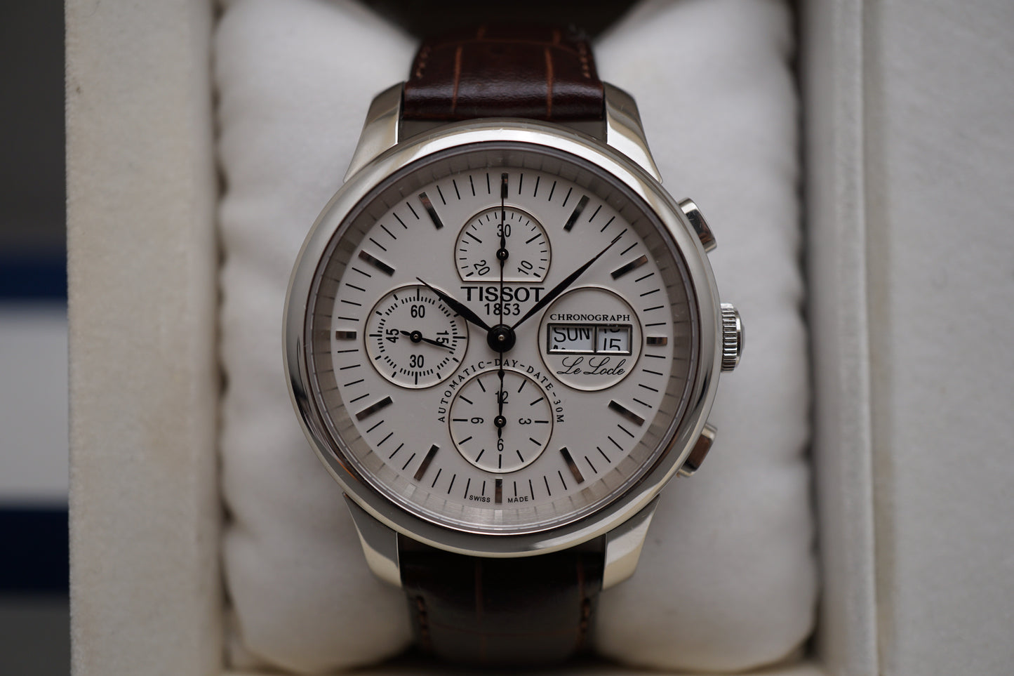 Tissot Le Locle T41.1.317.31 White Dial Automatic Chronograph Watch READ