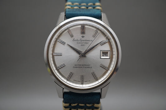 Vintage 1965 Seiko Sportsmatic 7625-8961 Calendar Silver Dial Automatic Watch