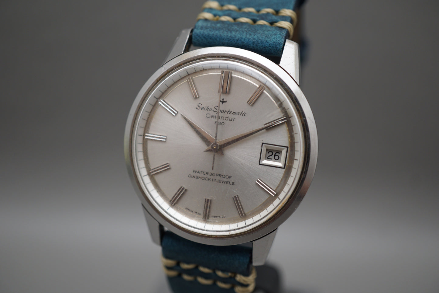 Vintage 1965 Seiko Sportsmatic 7625-8961 Calendar Silver Dial Automatic Watch