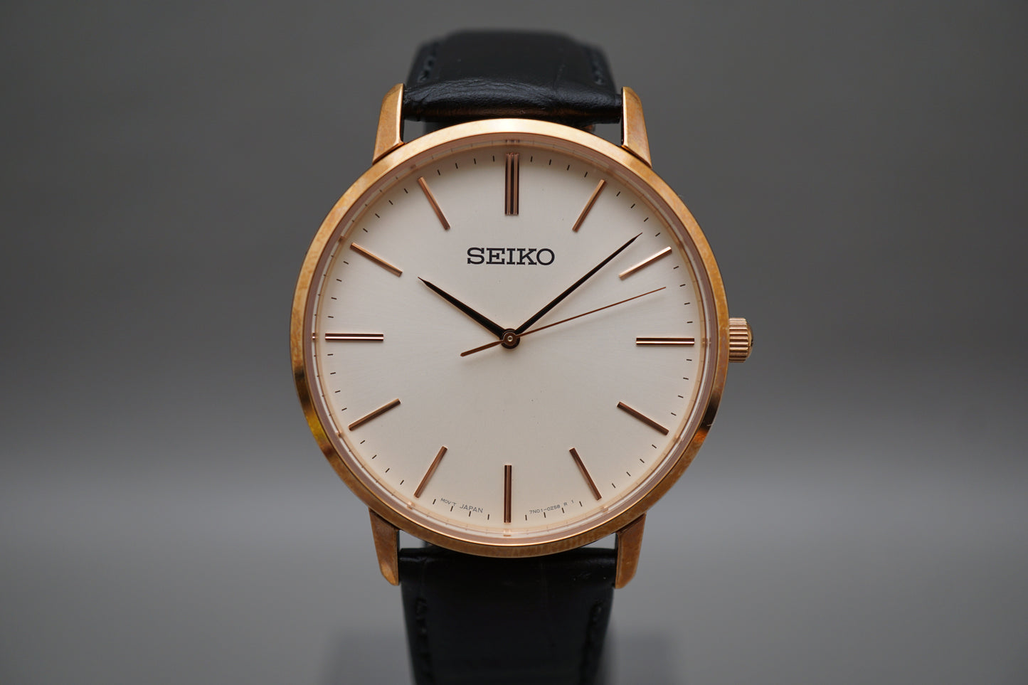 Seiko Selection SCXP076 7N01 Rose Gold Tone Gold Feather Reissue Quartz Watch