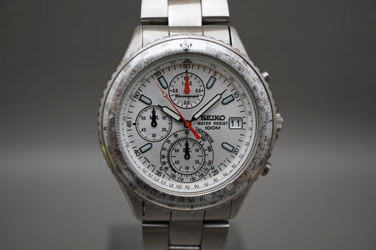 Seiko SKS193 V657 Silver Dial Flightmaster Chronograph Quartz Watch